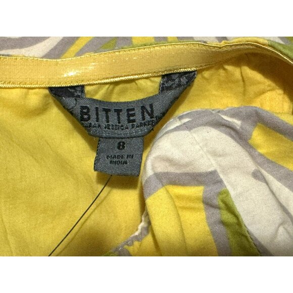 Yellow Mod Floral Strapless Dress Sz 8 NWT Bitten by Sarah Jessica Parker - Picture 5 of 6